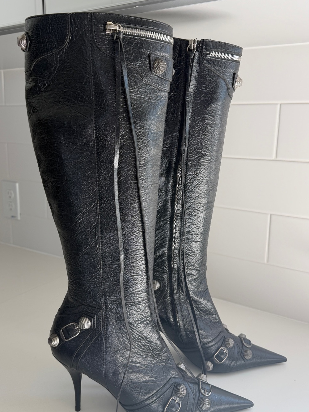 Balenciaga Cagole Pointed-Toe Boots